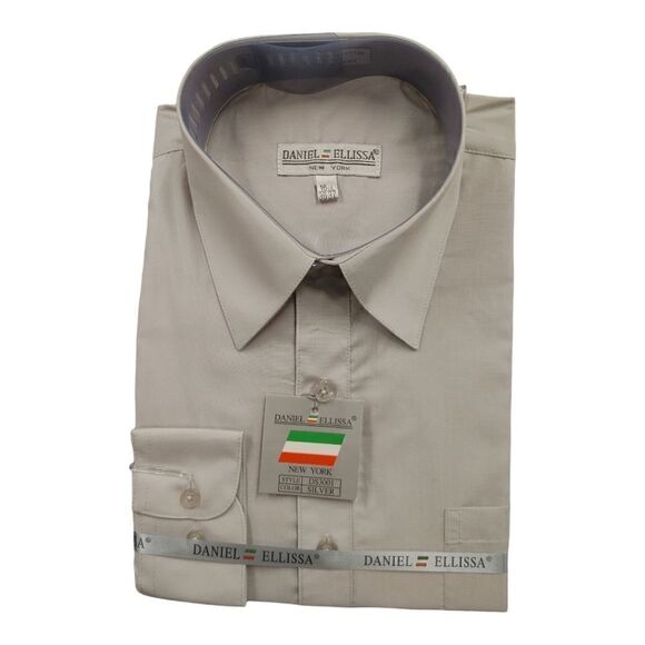 MEN'S DANIEL ELLISSA SILVER FULL CUT DRESS SHIRT. DS3001. - Picture 1 of 3